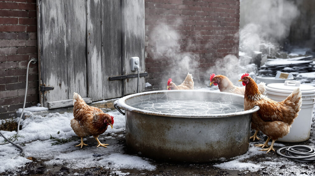 ontdek de eenvoudige manier om te voorkomen dat het drinkwater van je kippen bevriest en houd ze gezond en gehydrateerd, zelfs tijdens koude dagen.