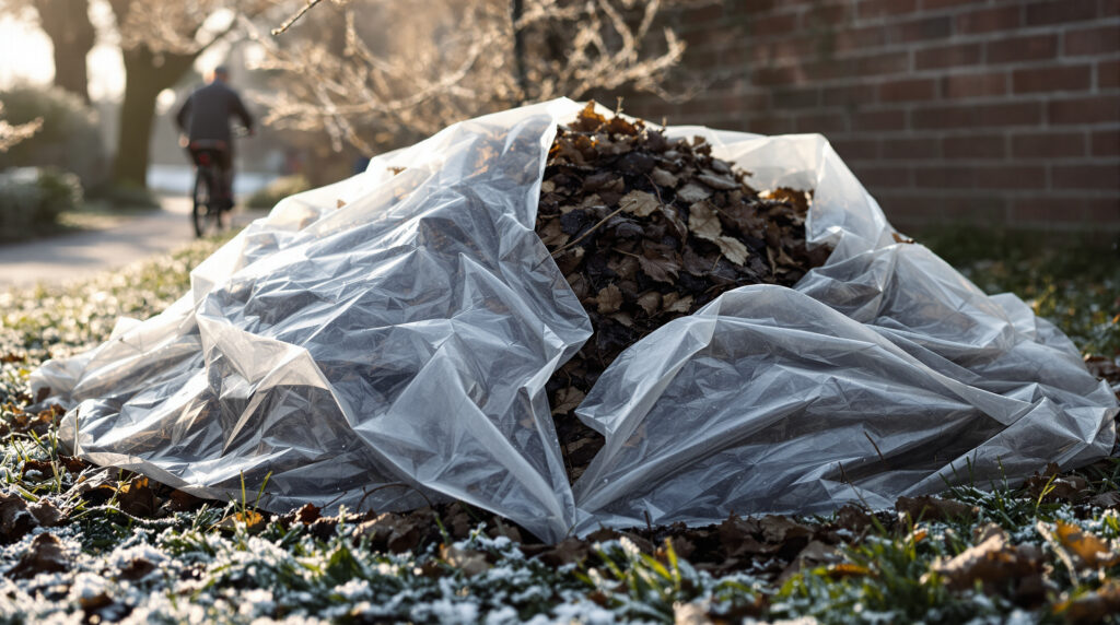 ontdek of je je composthoop in de winter met plastic moet afdekken of niet, en leer hoe je jouw compost het beste beschermt tegen koude en vocht.