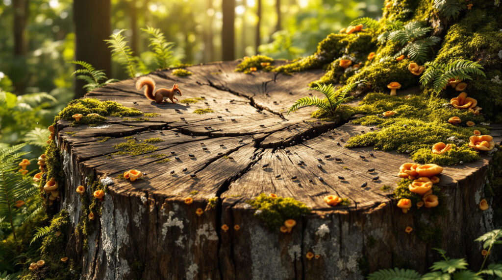 ontdek waarom het verwijderen van een dode boomstronk een negatieve impact heeft op de biodiversiteit en hoe deze natuurlijke habitat essentieel is voor het ecosysteem.