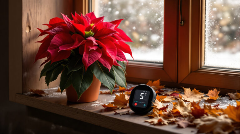 ontdek direct de temperatuur van je vensterbank met onze kerstster en vallende bladeren. houd je huis gezellig en warm deze winter!