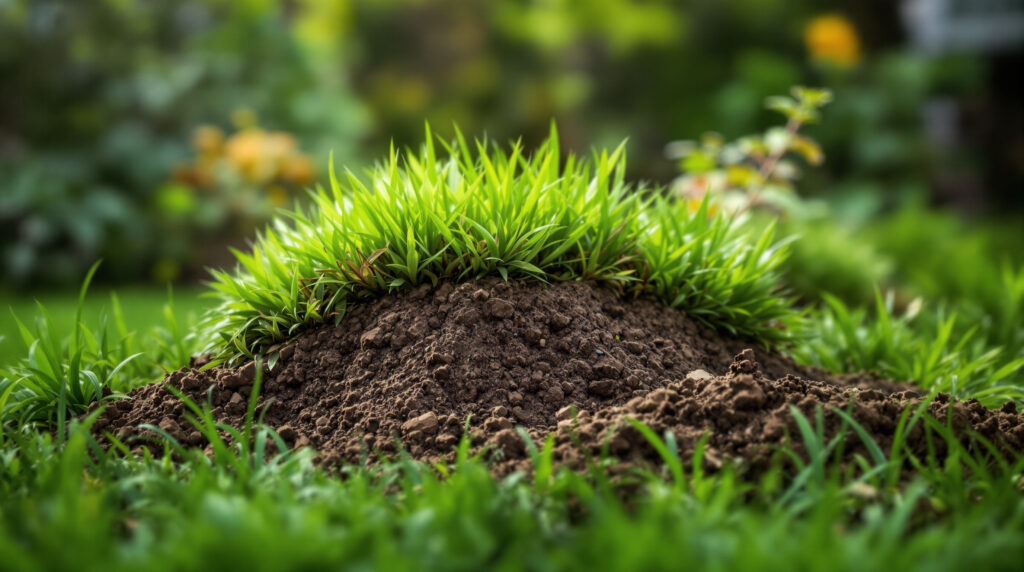 ontdek waarom je de aarde van molshopen nooit terug in het gazon moet duwen en hoe je je gras gezond houdt.