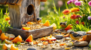 ontdek hoe keukenafval, behalve vetbollen, waardevol kan zijn voor het voeren van tuinvogels en hoe je hiermee je tuin aantrekkelijker maakt.