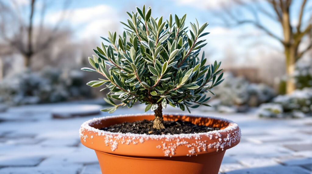 ontdek het perfecte moment om je olijfboom in pot naar binnen te halen tijdens de vrieskou om schade te voorkomen en je boom gezond te houden.