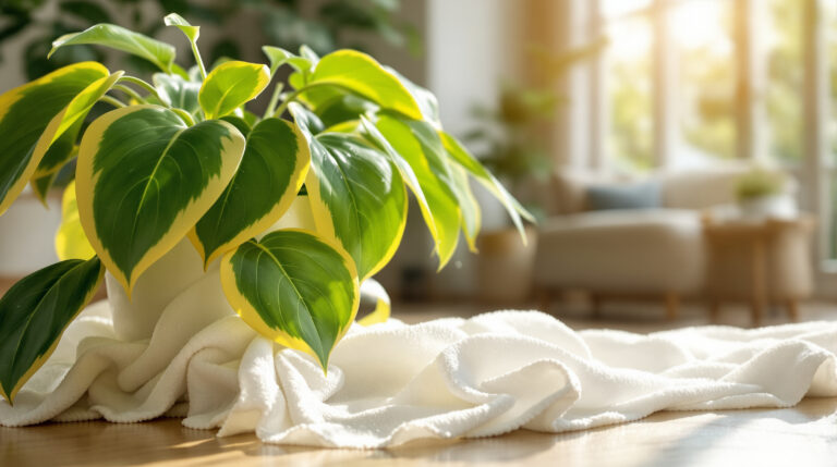 ontdek hoe je een uitgedroogde plant door de verwarming weer nieuw leven inblaast met de eenvoudige 'natte handdoek'-methode. gemakkelijk en effectief voor gezonde planten.