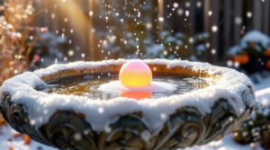 ontdek de slimme truc met een bal om te voorkomen dat je vogelbadje bevriest en het water ijsvrij te houden tijdens koude dagen.